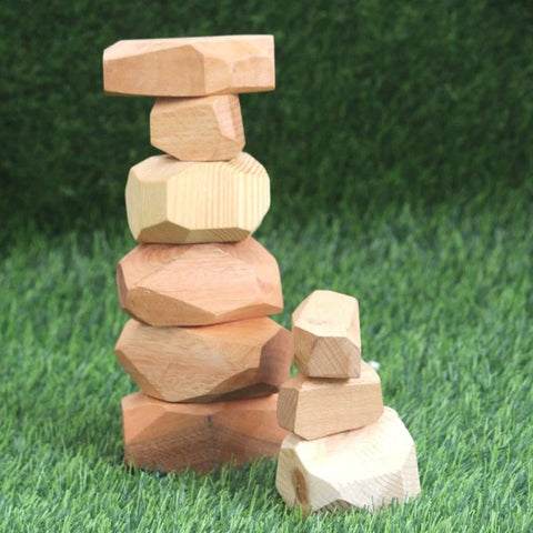 Playminds Zen Balancing Blocks set of 10 unique piece (1 large, 7 medium, 2 small) | Wooden Balancing Blocks | Wooden Zen Blocks