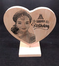 Personalized Engraved Unique Designer Wooden Plaque - Best Wood Photo Frame for gifting on Happy Birthday, Anniversary (Heart with Stand)