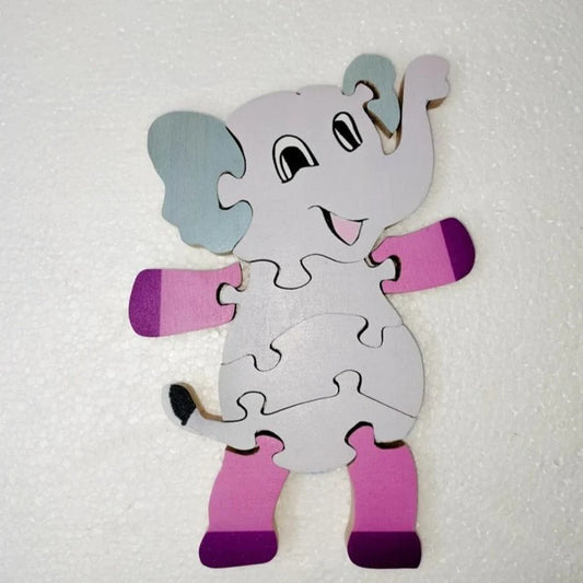 Playminds Baby Elephant Brain Teaser Jigsaw Puzzle set (10 pieces)| Interlocking Wooden Bloc puzzle | Lock in blocks puzzle set| Animals Puzzle| Wooden Puzzle