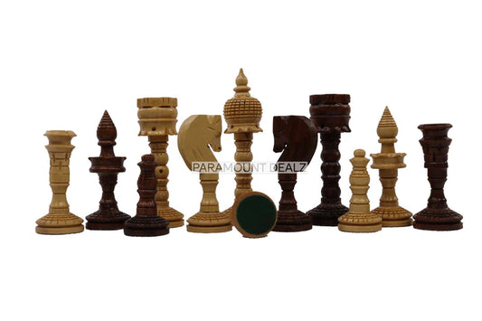 Playminds Classic Lamp Series 3.5" King Height Wooden Chess Pieces - Made from Sheesham Wood Indian Rosewood | Specially Designed for Players (Chess Board Not Included)