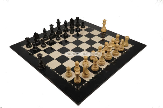 Playminds 19" Wooden Laminated Chess Board Game with 3.75" Staunton Style Wooden Chess Pieces and Chess Bag | Made from Premium Quality Engineering Wood