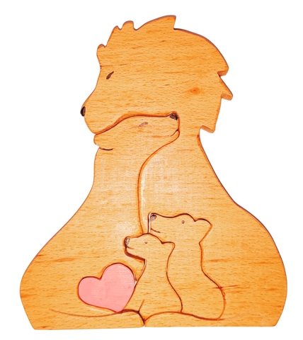 Playminds Wooden Lion Family jigsaw puzzle| Lion Family Jigsaw Puzzle | Decorative Lion Family | Lions Family Showpiece| Kids Room Decoration