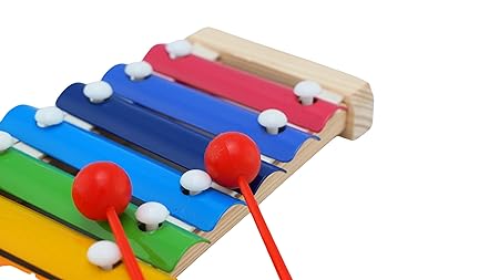 Playminds Ecofriendly Wooden Multicolor Xylophone with 8 Note and 2 Mallets - Musical Toy