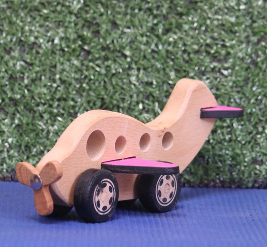 Playminds Wooden Airplane Push/pull Toy| Toy Vehicle| Wooden Airplane| Organic Toy