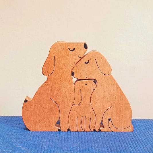 Playminds Wooden Dogs Family Jigsaw Puzzle | Pupps Family Jigsaw Puzzle/Showpiece| Kids Room Decoration