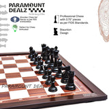 Playminds 21" Wooden Laminated Chess board with plastic chess pieces and pouch