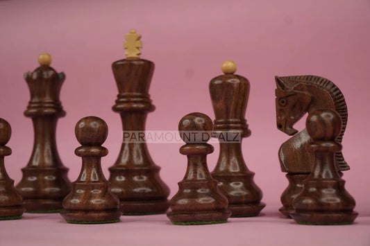 Playminds Russian Zagreb 59' Wooden Chess Pieces with Carry Pouch - 3.75" King Height | Handcrafted by Indian Artisan | Made from Maple Wood, Sheesham Wood, Rosewood, Golden Rosewood