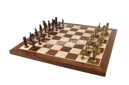 Playminds Brass Chess Set Luxury Collection Handmade 21" Wooden Chess Board with Brass Chess Pieces and Handcrafted Chess Box - Gift Special | Made from Indian Rosewood, Maple Wood and Brass
