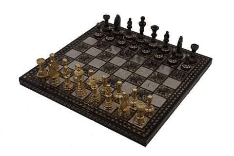 playminds 21" Luxury Roman Empire Minimalist Metal Chess Set | Bud Rosewood & Maple