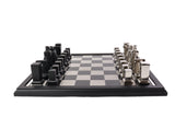 playminds 21-Inch Slim-Line Metal Chess Set | Polished Brass & Gunmetal