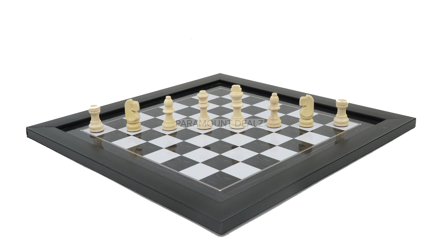 playminds 21" Elite Mirror-Finish Wooden Chess Set – Deep Grain High-Gloss Collection
