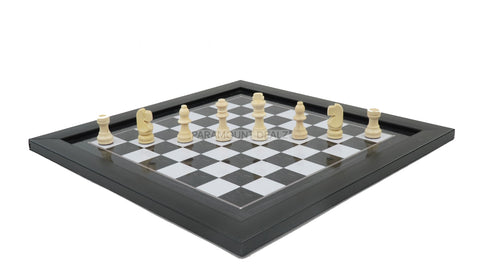 playminds 21" Elite Mirror-Finish Wooden Chess Set – Deep Grain High-Gloss Collection