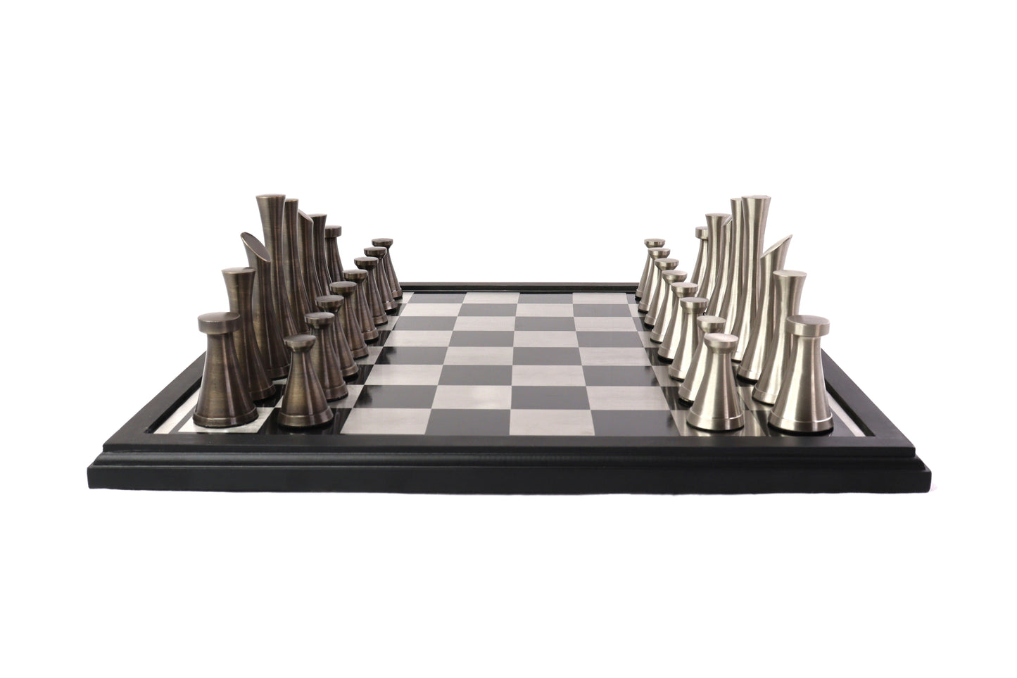 playminds 21-Inch Large Luxury Metal Chess Set – Polished Brass & Silver Staunton"