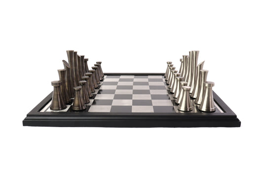playminds 21-Inch Large Luxury Metal Chess Set – Polished Brass & Silver Staunton"