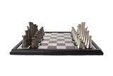 playminds 21-Inch Large Luxury Metal Chess Set – Polished Brass & Silver Staunton"