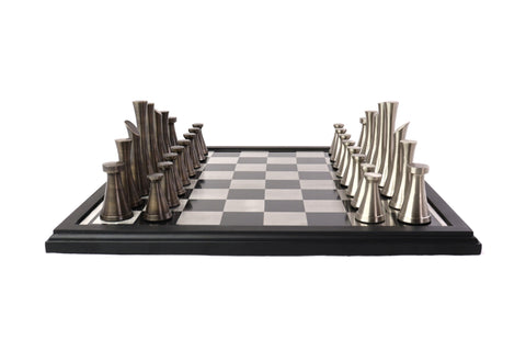 playminds 21-Inch Large Luxury Metal Chess Set – Polished Brass & Silver Staunton"