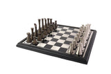 playminds 21-Inch Large Luxury Metal Chess Set – Polished Brass & Silver Staunton"