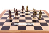 playminds Roman Empire Metal Chess Set with Hand-Carved Floral Chest