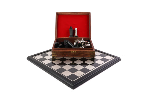 playminds 21-Inch Slim-Line Metal Chess Set | Polished Brass & Gunmetal