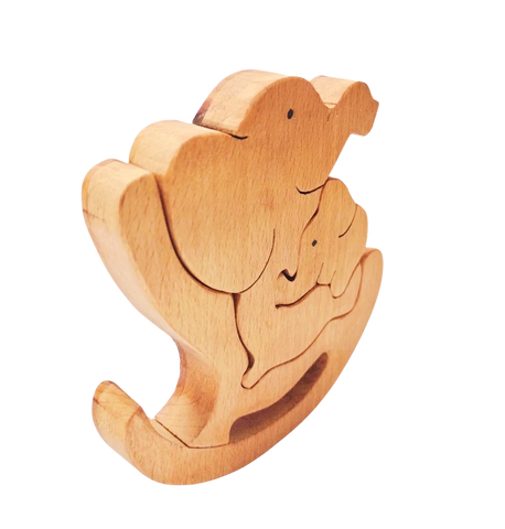 Playminds Wooden Rocking Baby and mummy Elephant Jigsaw Puzzle | Wooden Jigsaw Puzzle | Wooden Decorative Showpiece
