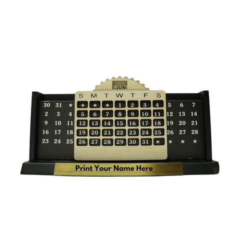 Craft Closet & Gifts - Wooden Stylish Calendar Design Mobile and Pencil Holder - Personalized Office Table Desk Supplies Accessory for IAS, Advocate, Office & Corporate Gifts