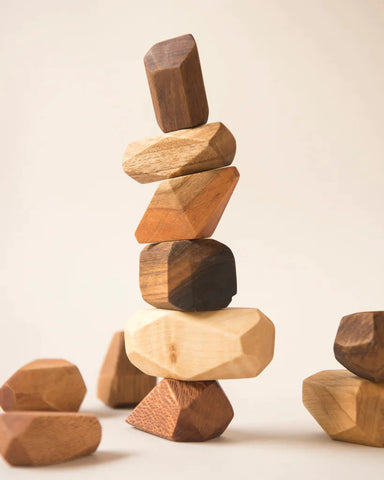 Playminds Zen Balancing Blocks set of 10 unique piece (1 large, 7 medium, 2 small) | Wooden Balancing Blocks | Wooden Zen Blocks
