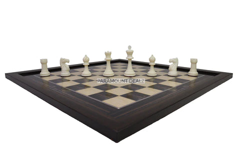 Playminds 21" Wooden Laminated Chess Board with 3.75" Staunton styled Plastic Chess Pieces & Velvet Pouch (Add On: Wooden Chess box & Hydraulic Stand)