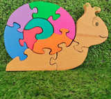 Playminds Snail01 Brain Teaser Jigsaw Number Puzzle Set (10 pieces)| Number puzzle | Interlocking Blocks Puzzle| Lock in Blocks Puzzle| Animals Puzzle| Wooden Puzzle