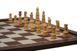 Playminds Minar Style Pattern Seamless Design Chess Board Game Set - 3.5" King Size Wooden Chess Pieces Set with 21" Wooden Laminated Chess Board, Carry Pouch