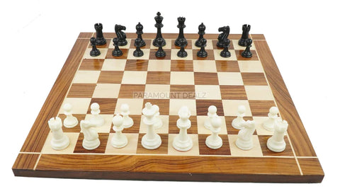 FIDE Standard Classic 3.75" King Size Handcrafted Premium Quality Plastic 32 Chessmen Chess Pieces with Velvet Chess Carry Pouch