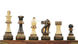 The Burnt Blazed Series Hand carved 3.75" King Size 32 + 2 Extra Queens Wooden Chess Pieces with Velvet Carry Pouch and Sheesham Wooden Chess Box