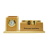 Craft Closet & Gifts - Wooden Pencil Pen Stand Holder with Rolling Calendar and Mobile Stand Slot - Personalized Office Accessory for IAS, Advocate, Office & Corporate Gifts