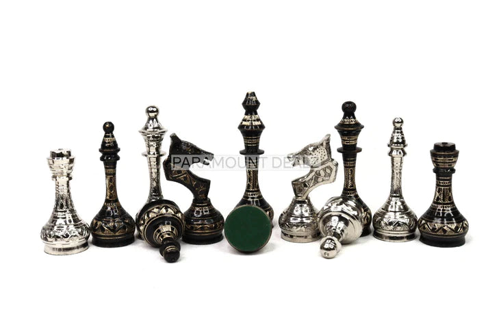Playminds Vintage Collection 14" Chess Board Set - Made from Brass and Metal | Heavy Weight Royal Finish Chess Pieces