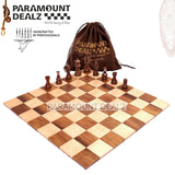 Playminds 12.6" Personalized Solid Wood Roll Up Travel chess board in Indian Rosewood & Maple Wood- 40 mm square & Chess Pouch