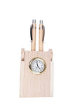 Craft Closet & Gifts - Wooden Desk Organizer with Clock |Double Pen Holder |Office/Home Decor