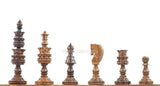 Lotus Style Series 4" King Size Handmade Wooden 32 Chessmen Chess Pieces Set with Velvet Carry Pouch and Sheesham Wooden Chess Box - Designed for Professional Players
