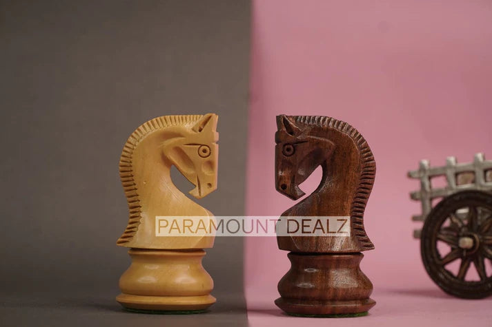 Playminds Russian Zagreb 59' Wooden Chess Pieces with Carry Pouch - 3.75" King Height | Handcrafted by Indian Artisan | Made from Maple Wood, Sheesham Wood, Rosewood, Golden Rosewood