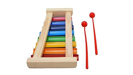 Playminds Ecofriendly Wooden Multicolor Xylophone with 8 Note and 2 Mallets - Musical Toy