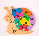 Playminds Snail02 Brain Teaser Jigsaw Number Puzzle Set (10 pieces)| Number puzzle | Interlocking Blocks Puzzle| Lock in Blocks Puzzle| Animals Puzzle| Wooden Puzzle
