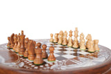 Playminds Chess Table with Bone Inlay - Hand Crafted Solid Luxury Board Game & Weighted Pieces Set - Living Room Decors for Lovers