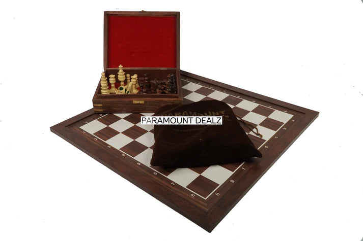 Playminds Wooden Laminated 21" Chess Board Game Set with 3.75" Wooden Chess Pieces