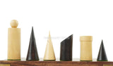 Geometric Minimalist Pattern Seamless Design 32 + 2 Extra Queens 3.4" King Size Wooden Chess Pieces Set with Velvet Chess Pouch and Sheesham Wooden Chess Box