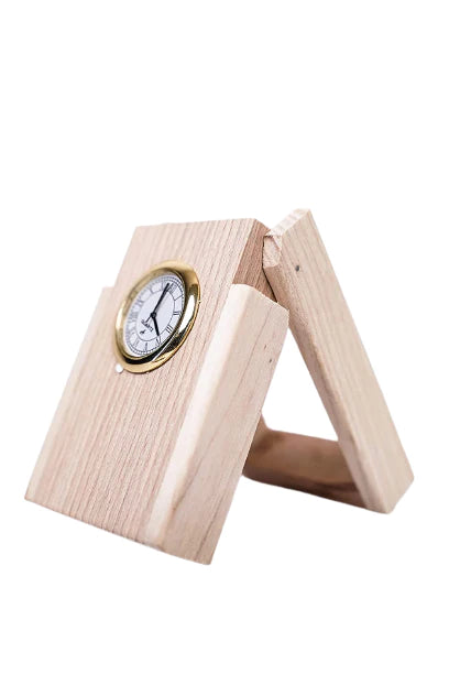 Craft Closet & Gifts - Wooden Desk Organizer with Clock |Double Pen Holder |Office/Home Decor