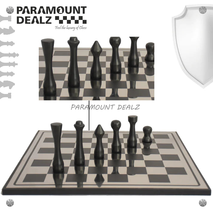 Playminds St. Petersen styled Aluminium Chess Set - Best for chess enthusiasts and players (Silver & Black)