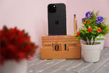 Craft Closet & Gifts - Wooden Stylish Rolling Table Calendar Design Single Pen/Pencil Holder + Mobile Stand - Personalized Office Desk Supplies Accessory for IAS, Advocate, Office & Corporate Gifts
