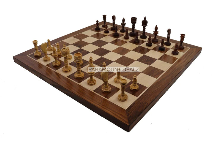 Playminds Classic Lamp Series 3.5" King Height Wooden Chess Pieces - Made from Sheesham Wood Indian Rosewood | Specially Designed for Players (Chess Board Not Included)