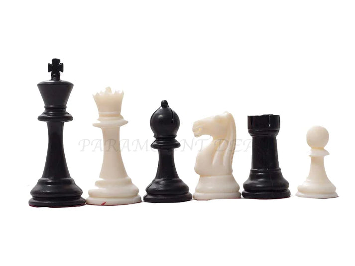 Plastic 4Inches King Height Fide Standard Professional Tournament Staunton Chess Pieces with 2 Extra Queens, Carry Pouch