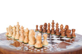 Playminds Chess Table with Bone Inlay - Hand Crafted Solid Luxury Board Game & Weighted Pieces Set - Living Room Decors for Lovers