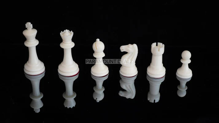 FIDE Standard Classic 3.75" King Size Handcrafted Premium Quality Plastic 32 Chessmen Chess Pieces with Velvet Chess Carry Pouch