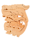 Playminds Three in one Stacking toy, Jigsaw Puzzle & Dinosaurs set (8 piece) | Wooden Jigsaw Animals Puzzle | Organic Toy for Brain Development